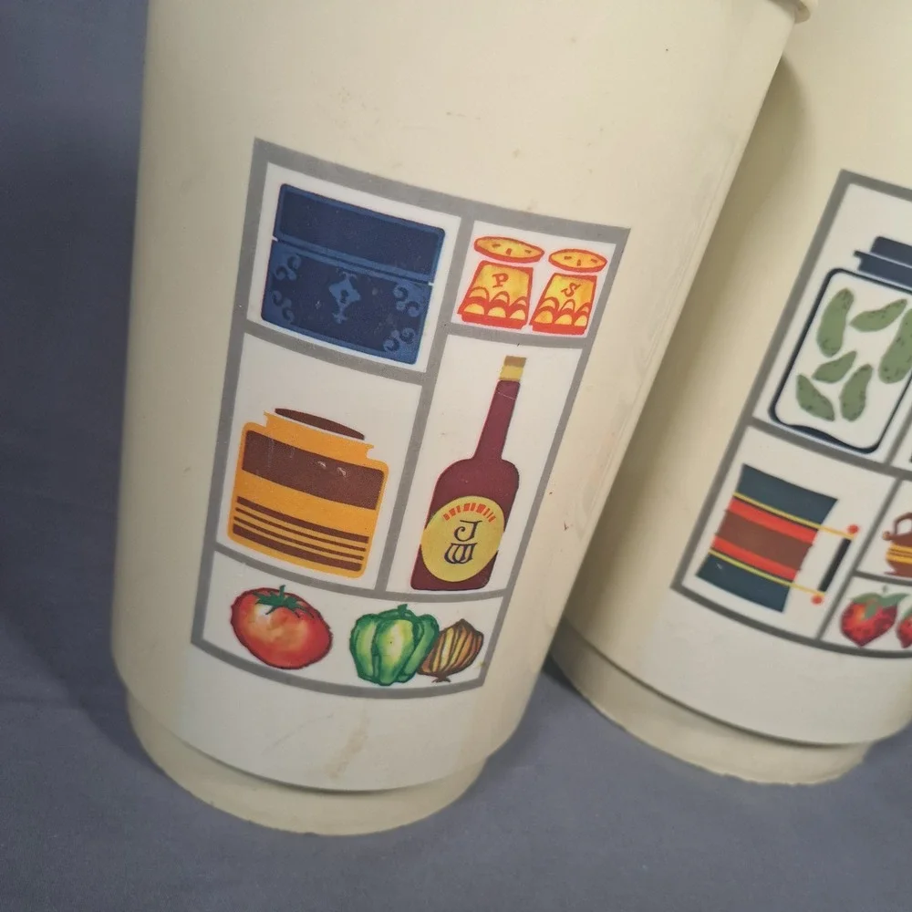 VTG Retro 70s Kitchen Plastic Nesting Canister Set No Lids Kitsch Decor